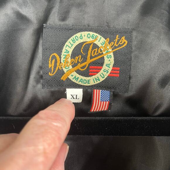 1990 Vintage Dehen Papa Murphys Black Gray Leather Wool Varsity Bomber Jacket XL - Picture 3 of 15